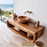 Lioren Sculpted Solid Wood Floating Bathroom Vanity with Drawers SPA182397 - Timberustic Floating Bathroom Vanity With Drawers