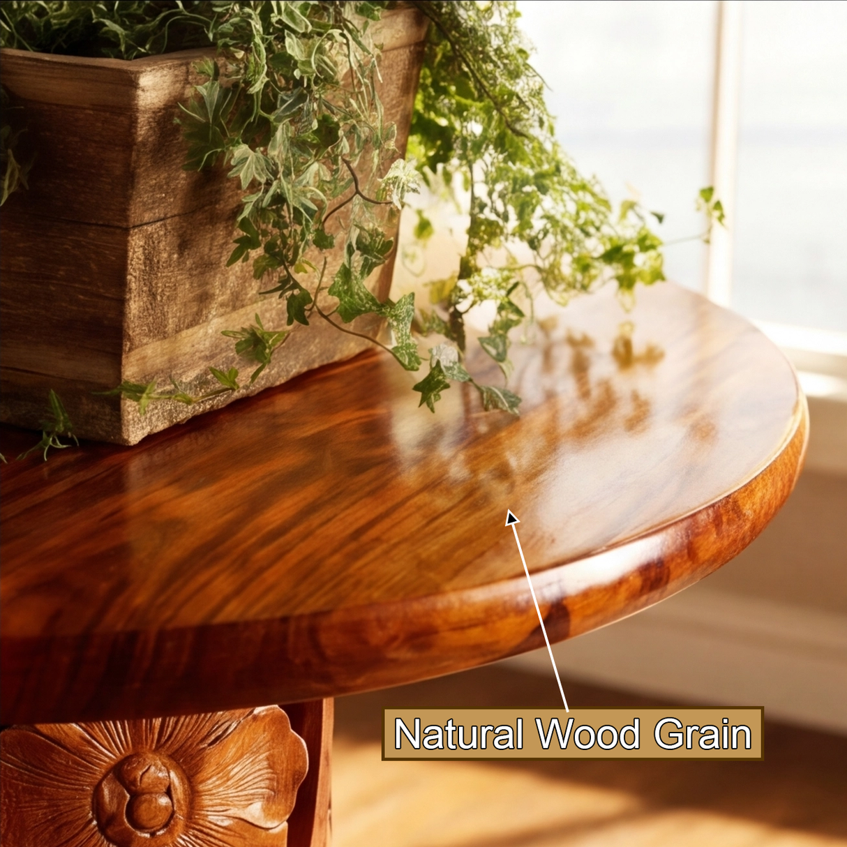 Lioren Sculpted Solid Wood Pedestal Stand - Timberustic Pedestal Stand
