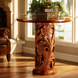 Lioren Sculpted Solid Wood Pedestal Stand - Timberustic Pedestal Stand