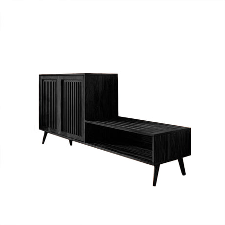 Lioren Solid Wood Entryway Bench with Storage and Low Cabinet Black - Timberustic Entryway Bench with Storage