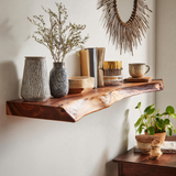 Live Edge Rustic Solid Wood Floating Shelf