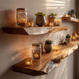 Live Edge Rustic Solid Wood Floating Shelf