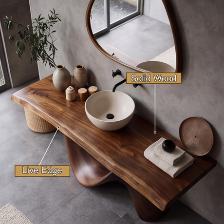 Lorvain Sculpted Solid Wood Freestanding Bathroom Vanity - Timberustic Freestanding Bathroom Vanity