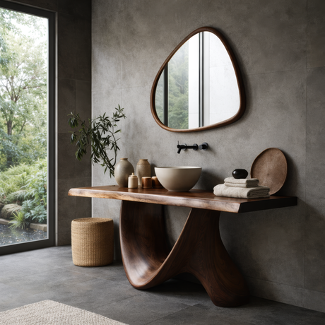 Lorvain Sculpted Solid Wood Freestanding Bathroom Vanity - Timberustic Freestanding Bathroom Vanity