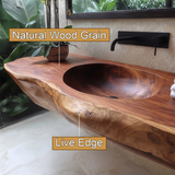 Lorvane Sculpted Live Edge Solid Wood Floating Bathroom Vanity with Integrated Sink - Timberustic Floating Bathroom Vanity with Integrated Sink