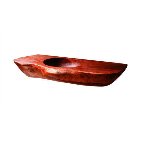 Lorvane Sculpted Live Edge Solid Wood Floating Bathroom Vanity with Integrated Sink Mahogany - Timberustic Floating Bathroom Vanity with Integrated Sink