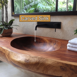 Lorvane Sculpted Live Edge Solid Wood Floating Bathroom Vanity with Integrated Sink - Timberustic Floating Bathroom Vanity with Integrated Sink