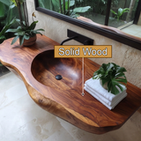 Lorvane Sculpted Live Edge Solid Wood Floating Bathroom Vanity with Integrated Sink - Timberustic Floating Bathroom Vanity with Integrated Sink