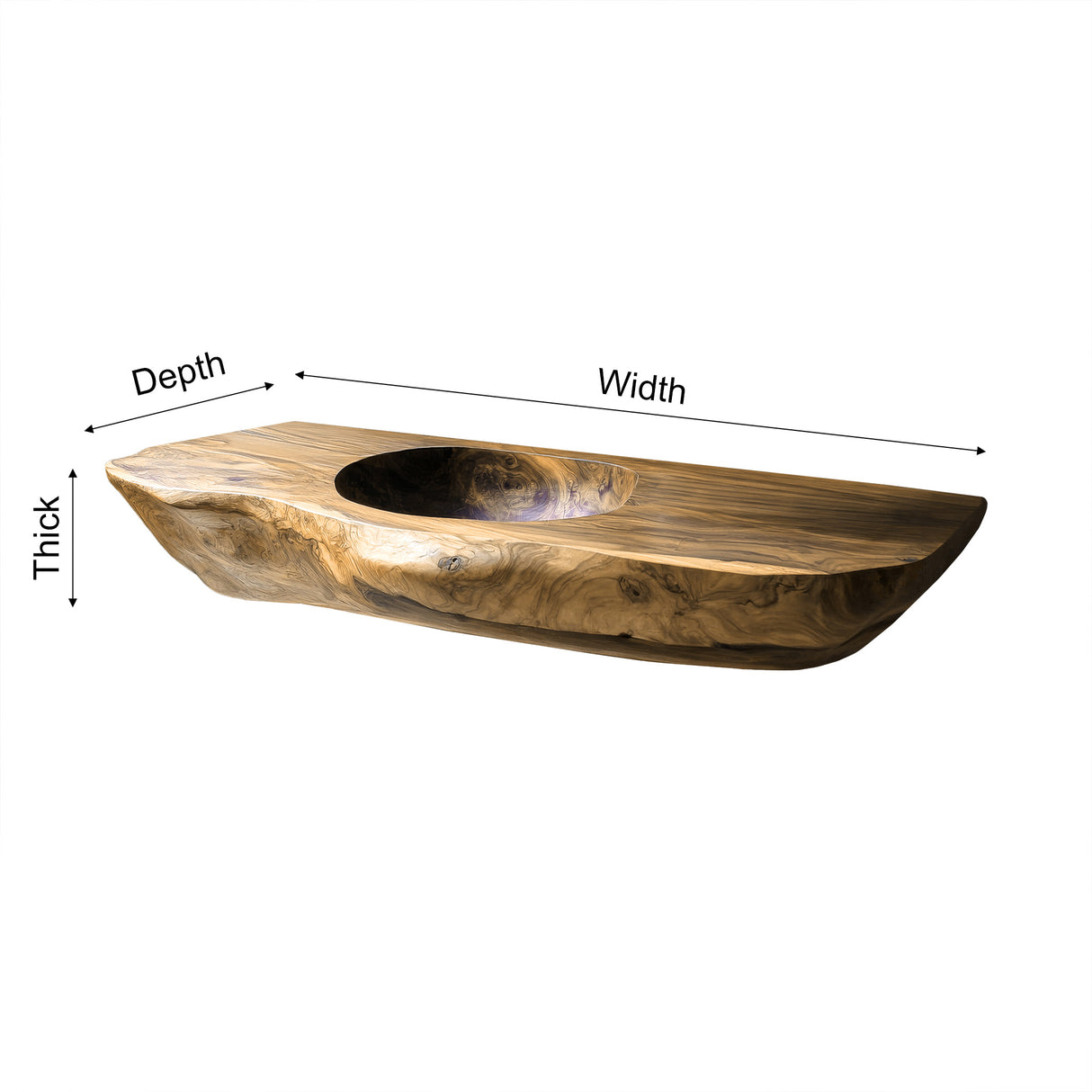 Lorvane Sculpted Live Edge Solid Wood Floating Bathroom Vanity with Integrated Sink - Timberustic Floating Bathroom Vanity with Integrated Sink