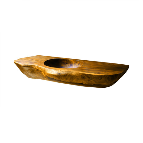 Lorvane Sculpted Live Edge Solid Wood Floating Bathroom Vanity with Integrated Sink Teak - Timberustic Floating Bathroom Vanity with Integrated Sink