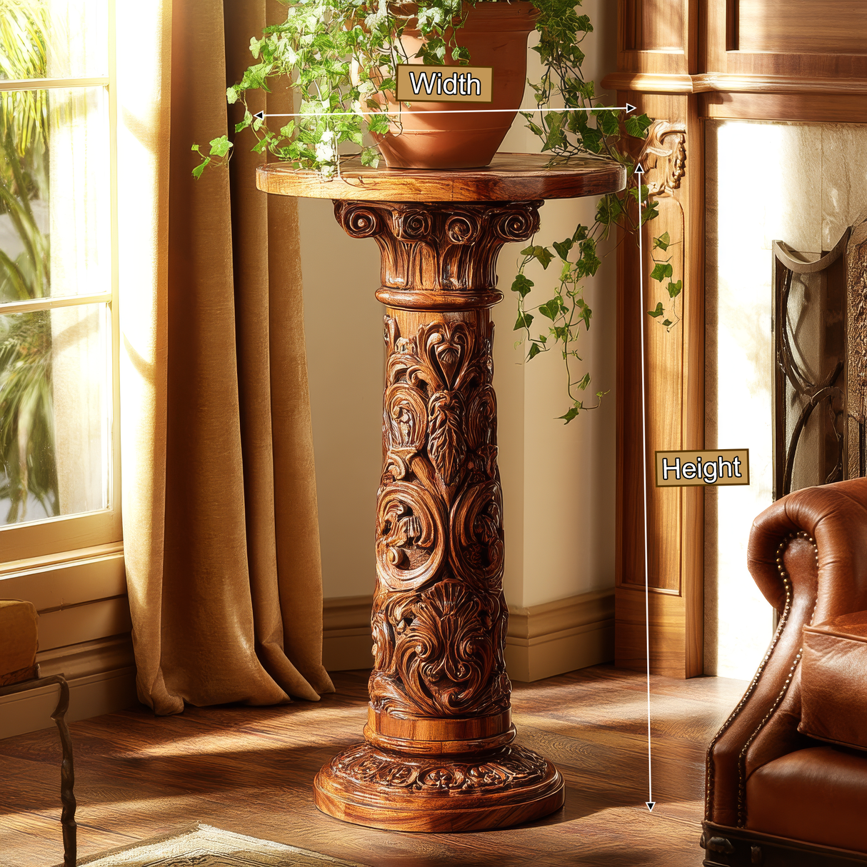 Lorvane Solid Wood Pedestal Stand - Timberustic Pedestal Stand