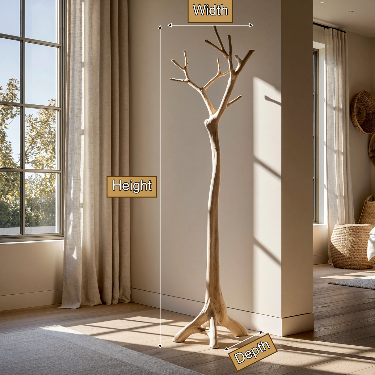 Lumebark Handcrafted Sculpted Solid Wood Tree Coat Rack