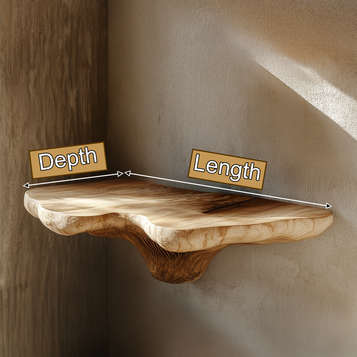 Lumivale Live Edge Solid Wood Mushroom Floating Shelf SPA954051 - Timberustic Floating Shelf