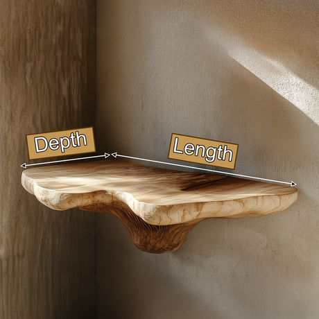 Lumivale Live Edge Solid Wood Mushroom Floating Shelf SPA954051 - Timberustic Floating Shelf