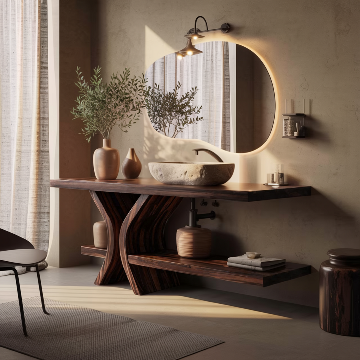 Lunara Flowform Solid Wood Bathroom Vanity