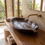 Lunara Handcrafted Solid Wood Leaf Vessel Sink