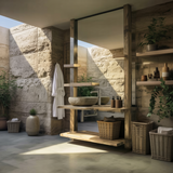 Lunara Japandi Handcrafted Solid Wood Floating Bathroom Vanity with Modular Shelves