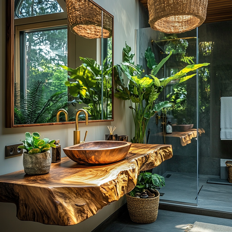 Lunara Live Edge Solid Wood Floating Bathroom Vanity - Timberustic Floating Bathroom Vanity