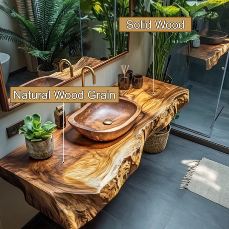 Lunara Live Edge Solid Wood Floating Bathroom Vanity - Timberustic Floating Bathroom Vanity