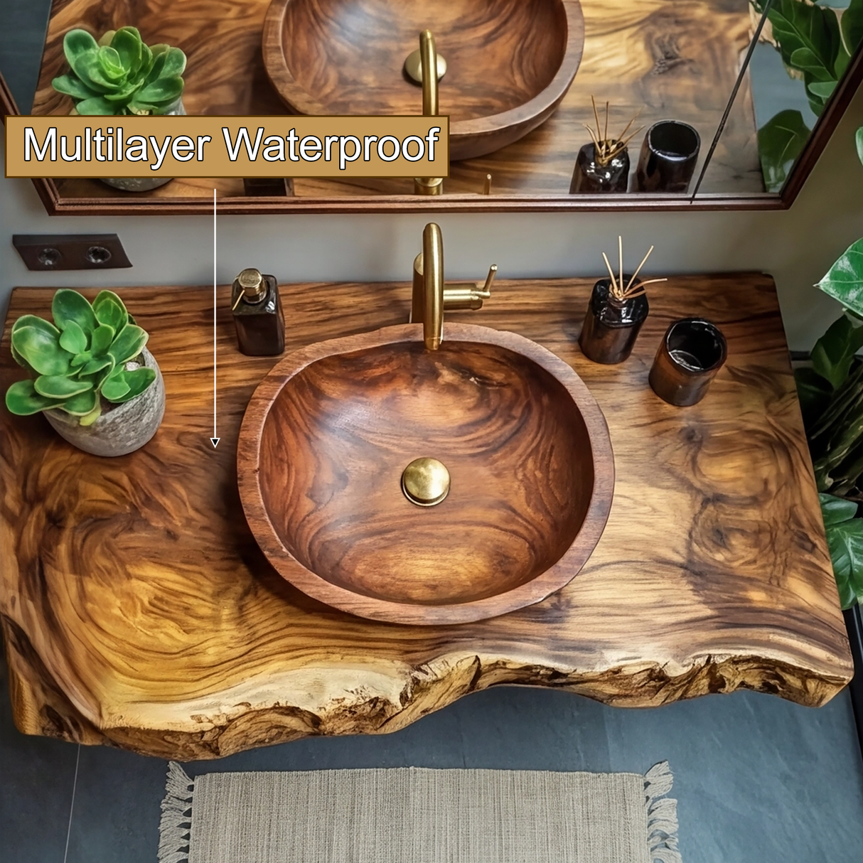 Lunara Live Edge Solid Wood Floating Bathroom Vanity - Timberustic Floating Bathroom Vanity