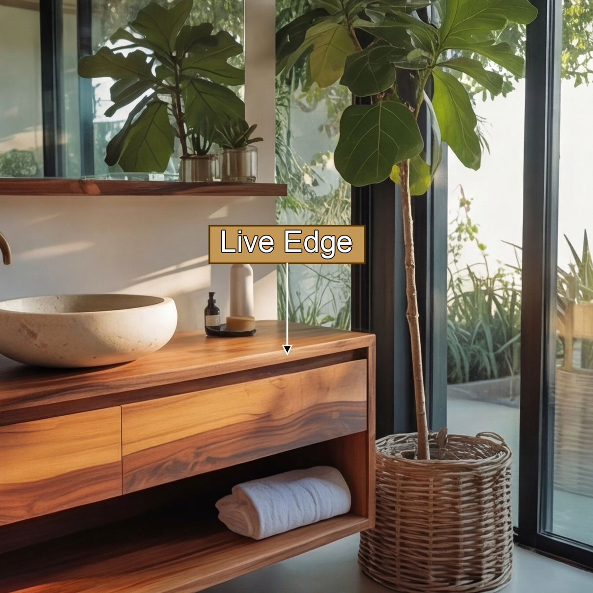 Lunara Minimal Japandi Handcrafted Solid Wood Floating Bathroom Vanity With Drawers - Timberustic Floating Bathroom Vanity With Drawers