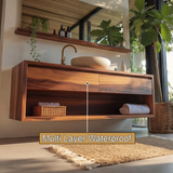 Lunara Minimal Japandi Handcrafted Solid Wood Floating Bathroom Vanity With Drawers - Timberustic Floating Bathroom Vanity With Drawers