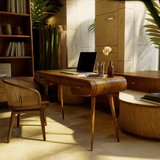 Lunara Retro Fine-Crafted Solid Wood Desk with Drawers