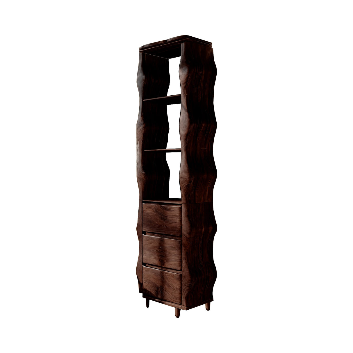 Lunara Sculpted Solid Wood Bathroom Cabinet Dark Walnut - Timberustic Bathroom Cabinet