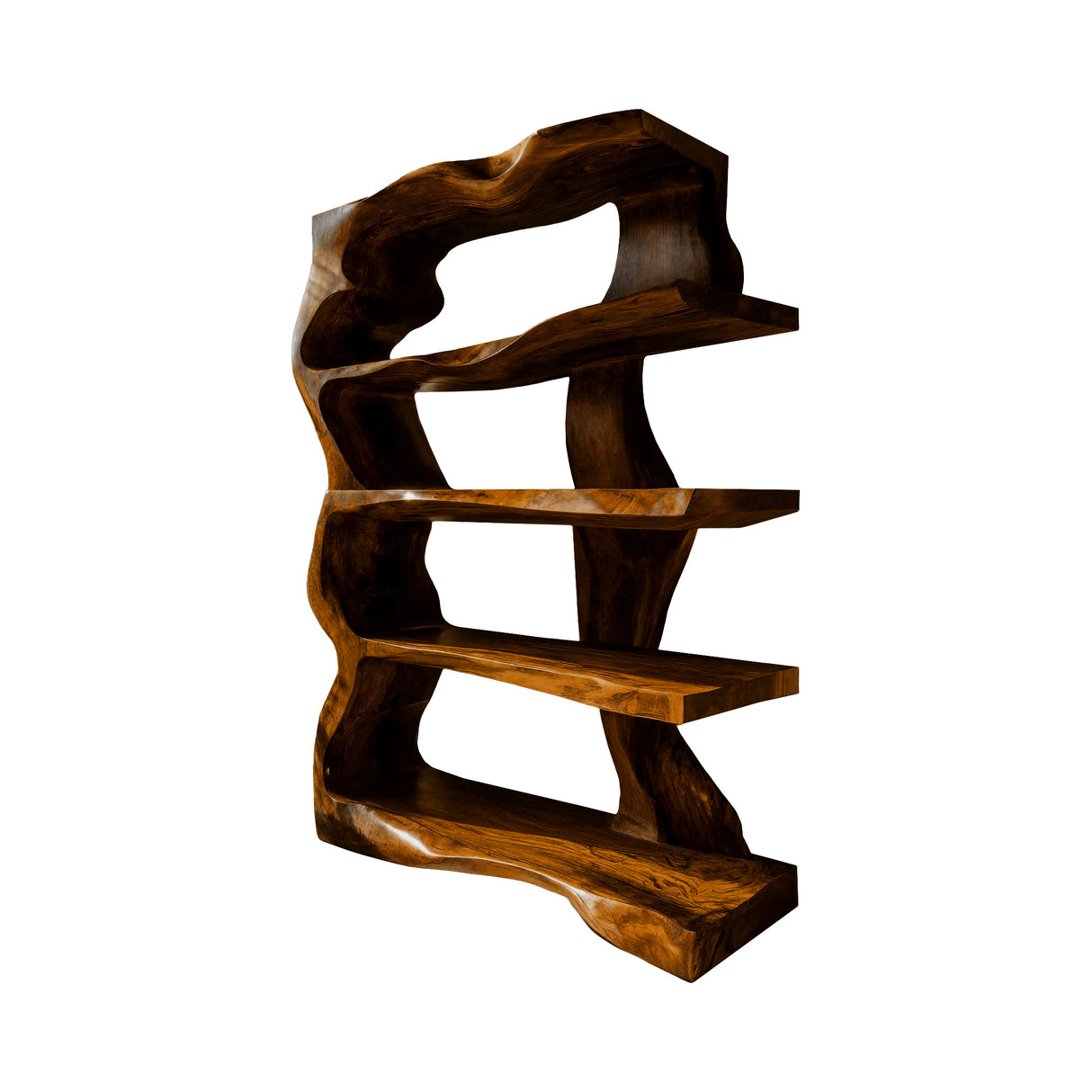 Lunara Sculpted Solid Wood Bathroom Display Shelf Brown - Timberustic Bathroom Display Shelf