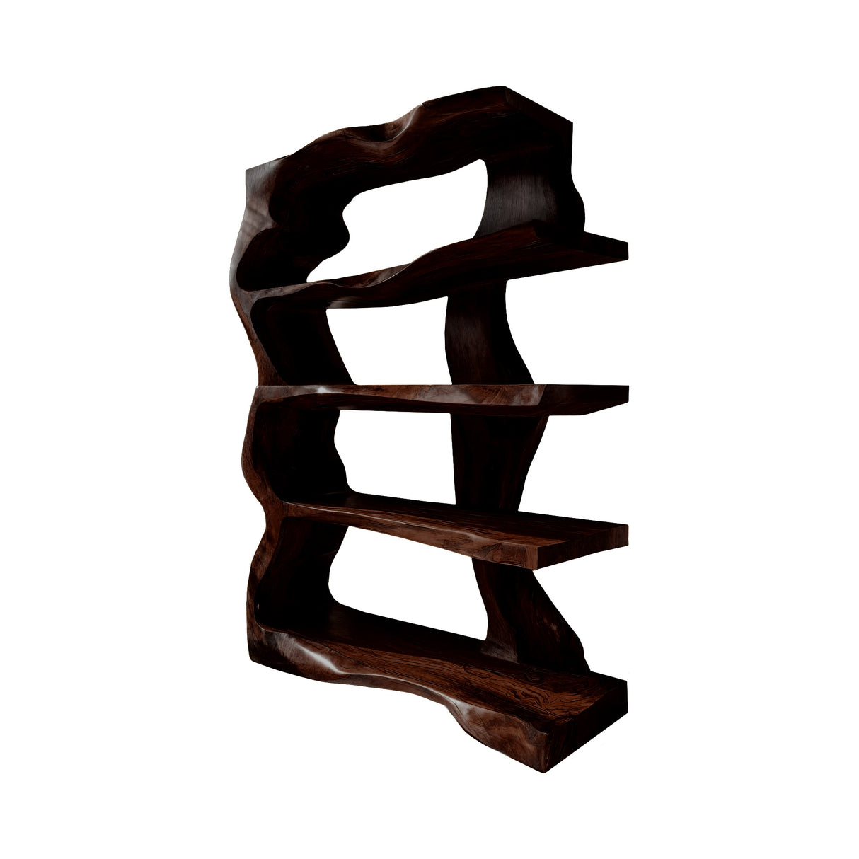 Lunara Sculpted Solid Wood Bathroom Display Shelf Dark Walnut - Timberustic Bathroom Display Shelf