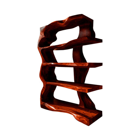 Lunara Sculpted Solid Wood Bathroom Display Shelf Mahogany - Timberustic Bathroom Display Shelf
