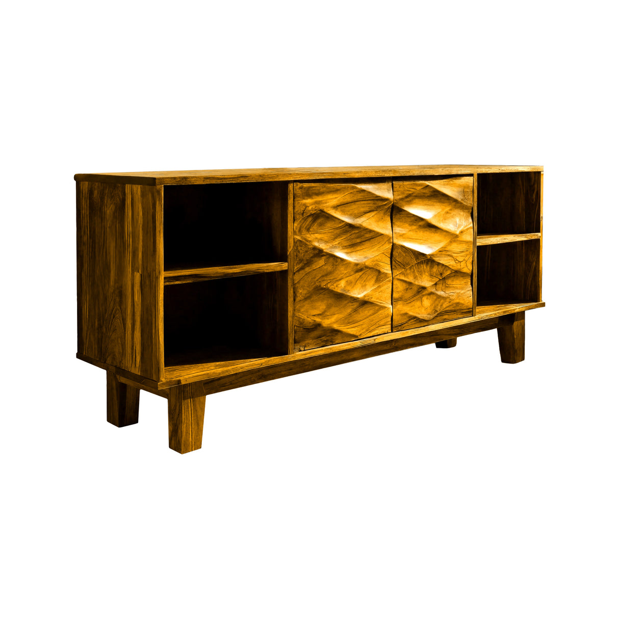 Lunara Sculpted Solid Wood Freestanding Bathroom Vanity with Drawers Teak - Timberustic Freestanding Bathroom Vanity with Drawers