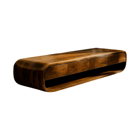 Lunara Sculpted Solid Wood Floating Bathroom Vanity with Drawers Brown - Timberustic Floating Bathroom Vanity With Drawers