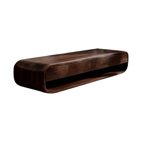 Lunara Sculpted Solid Wood Floating Bathroom Vanity with Drawers Dark Walnut - Timberustic Floating Bathroom Vanity With Drawers