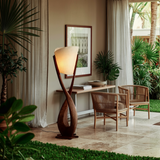 Lunara Sculpted Solid Wood Floor Lamp
