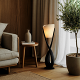 Lunara Sculpted Solid Wood Floor Lamp