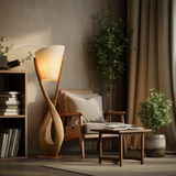 Lunara Sculpted Solid Wood Floor Lamp