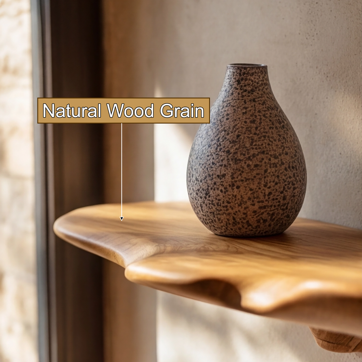 Lunara Sculpted Solid Wood Mushroom Floating Shelf SPA452913 - Timberustic Floating Shelf