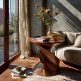 Lunara Sculpted Solid Wood Side Table - Timberustic Side Table