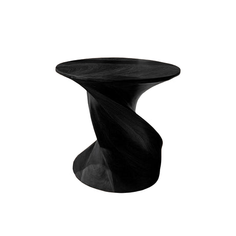 Lunara Sculpted Solid Wood Side Table Black - Timberustic Side Table