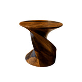 Lunara Sculpted Solid Wood Side Table Brown - Timberustic Side Table