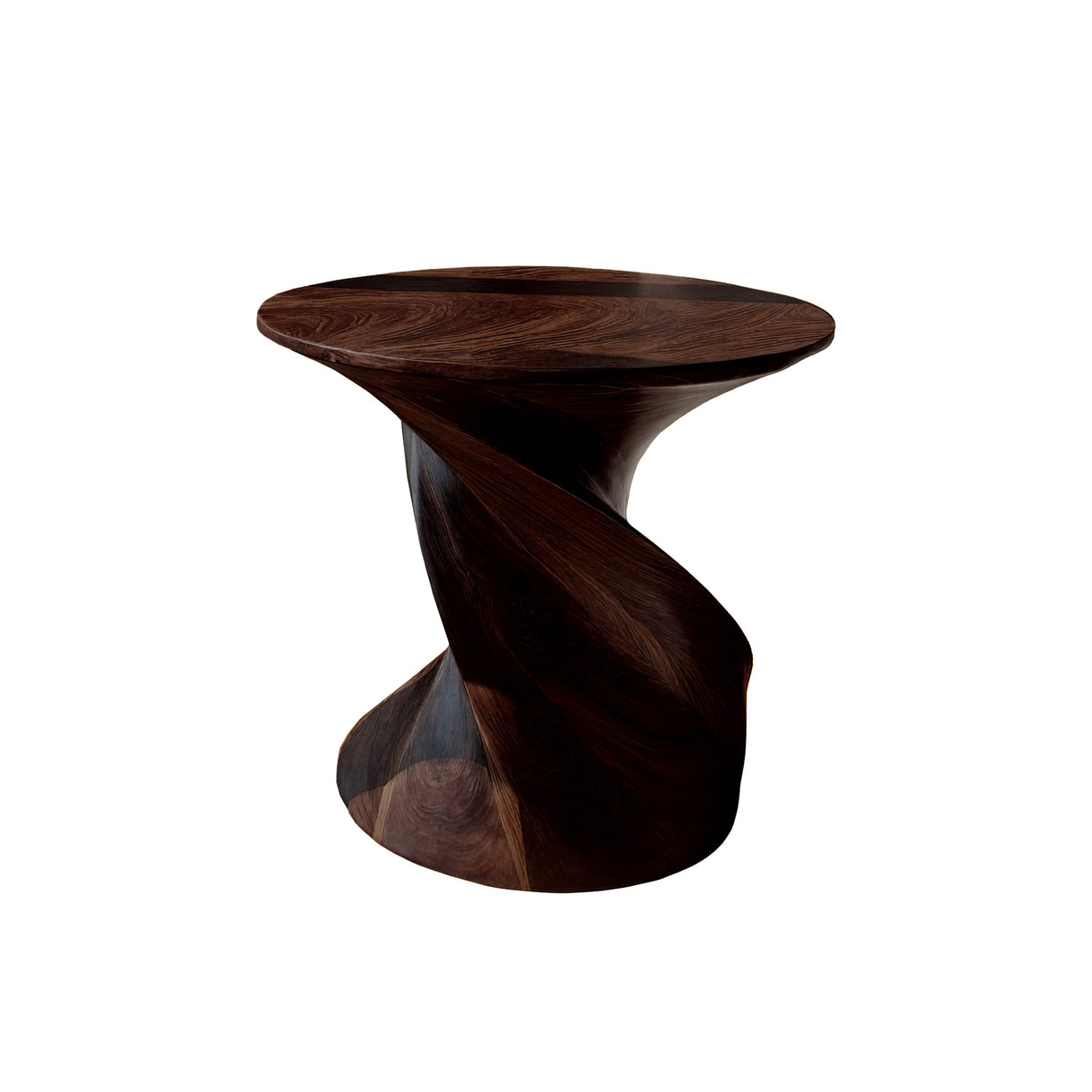 Lunara Sculpted Solid Wood Side Table Dark Walnut - Timberustic Side Table