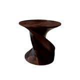 Lunara Sculpted Solid Wood Side Table Dark Walnut - Timberustic Side Table