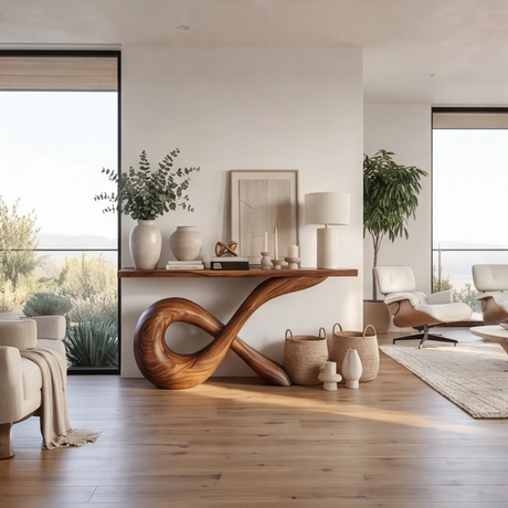 Lunareth Sculpted Solid Wood Console Table - Timberustic Console Table