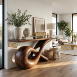 Lunareth Sculpted Solid Wood Console Table - Timberustic Console Table