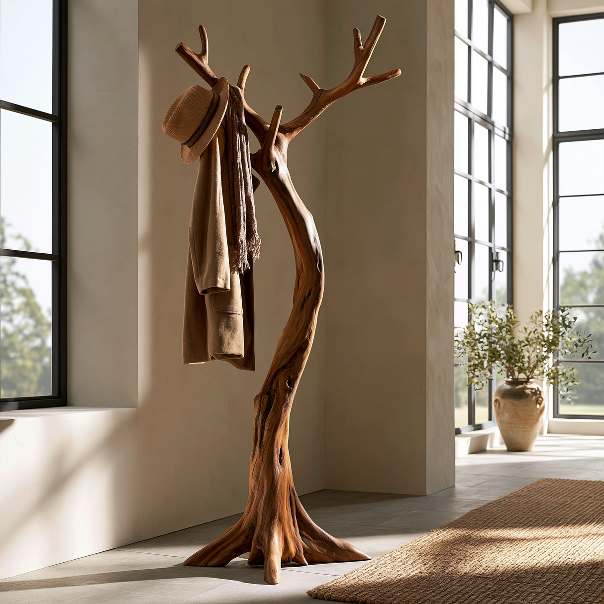 Lunareth Sculpted Solid Wood Tree Coat Rack - Timberustic Tree Coat Rack
