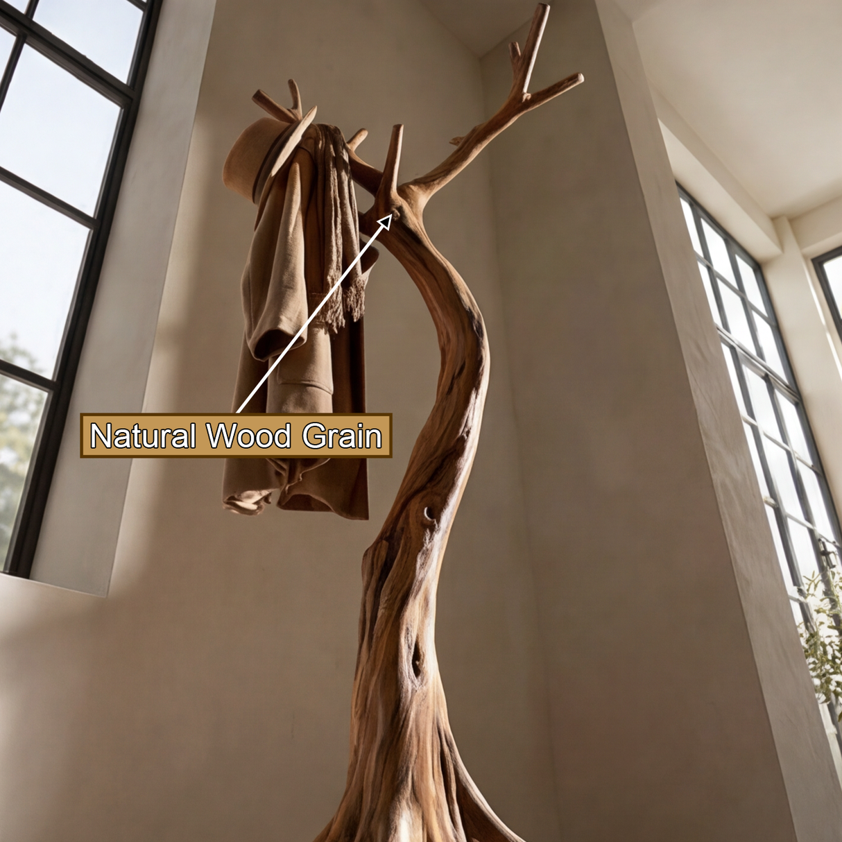 Lunareth Sculpted Solid Wood Tree Coat Rack - Timberustic Tree Coat Rack