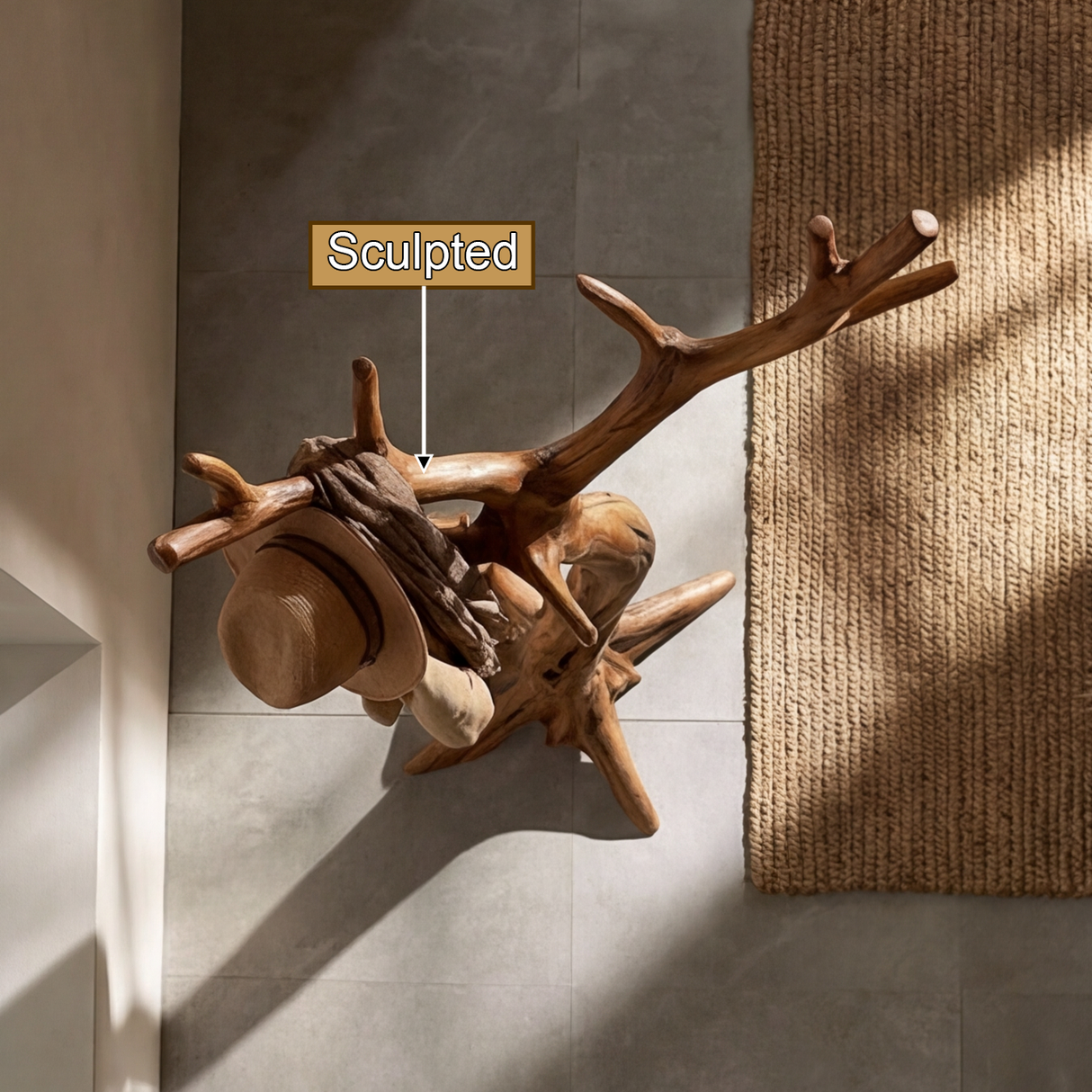 Lunareth Sculpted Solid Wood Tree Coat Rack - Timberustic Tree Coat Rack