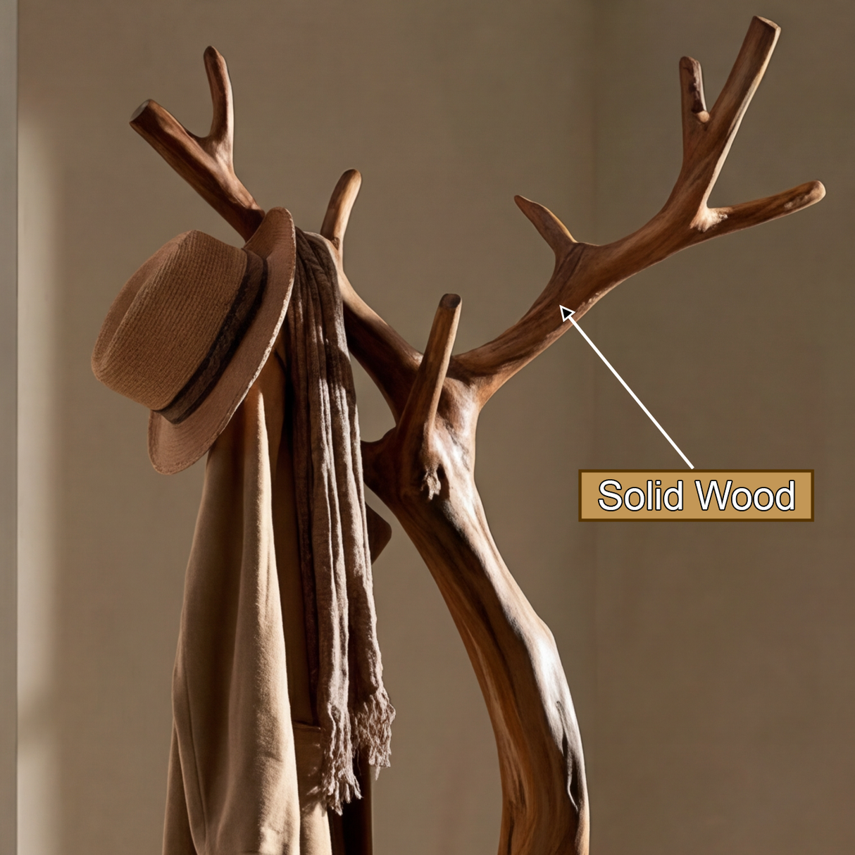 Lunareth Sculpted Solid Wood Tree Coat Rack - Timberustic Tree Coat Rack