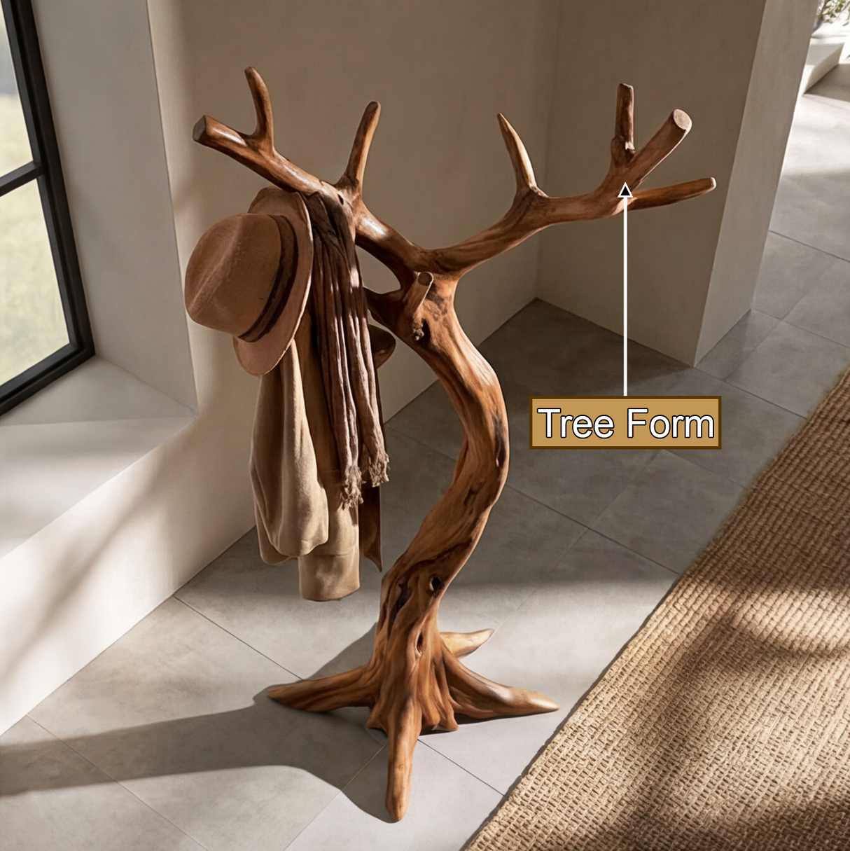 Lunareth Sculpted Solid Wood Tree Coat Rack - Timberustic Tree Coat Rack